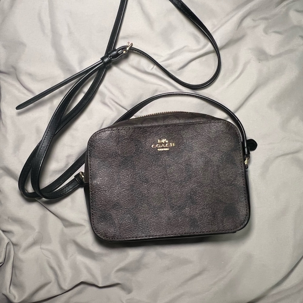 Coach Black Crossbody Bag with Gold Hardware and Adjustable Strap